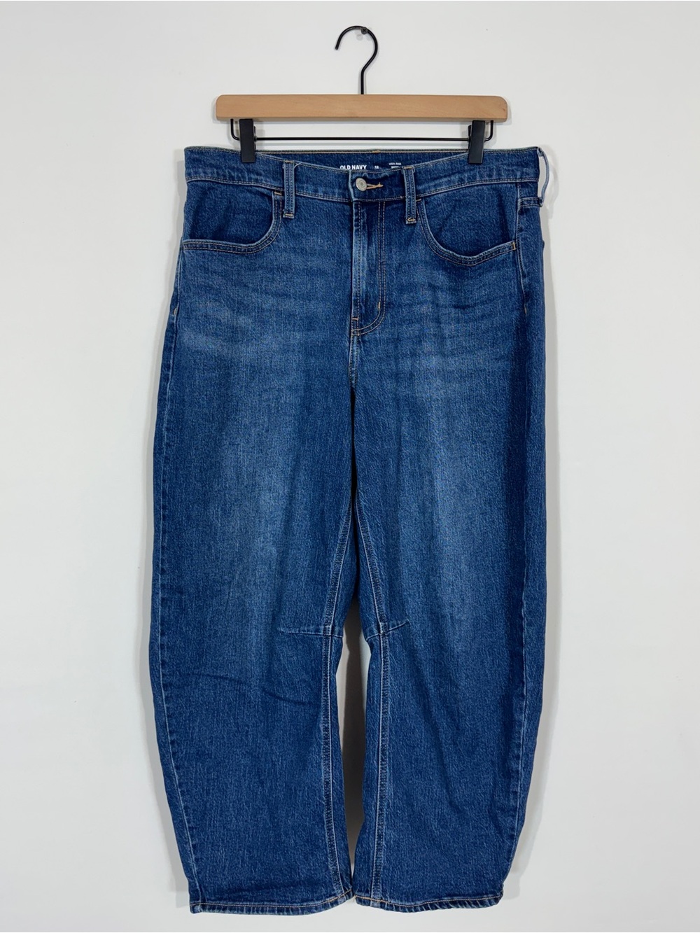 WJ59 {Old Navy} "High Rise Wow Barrel Leg" Blue Wide Leg Denim Jeans